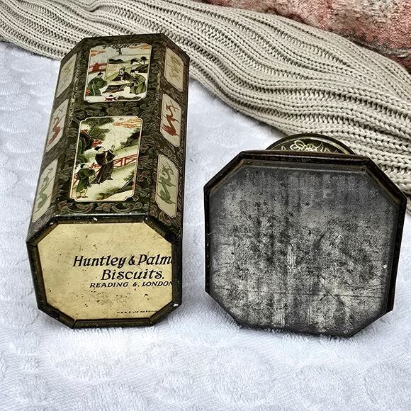 Rare Huntley & Palmers 10" Asian Vase Biscuit Tin 1928 Vintage - Picture 12 of 16